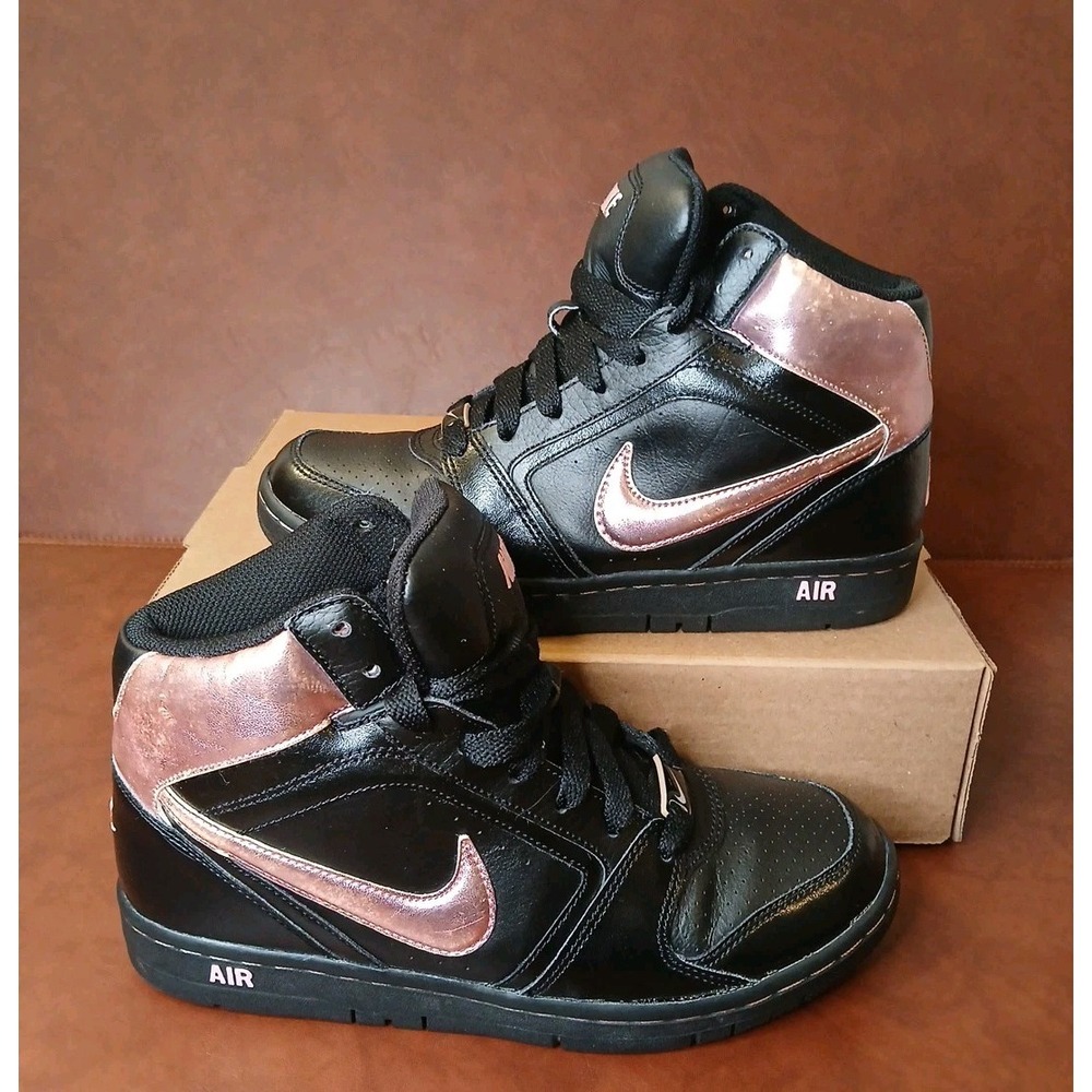 Nike Air Women Sz 7 Black Pink Metallic Swoosh High Athletic Sneaker Shoes #1348
